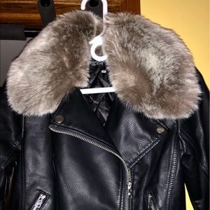 Topshop Moto Jacket with Fur Collar